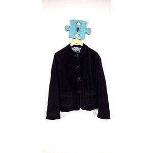 Talbots Dark Black Lined Corduroy Jacket 10 Classic Office Whimsygoth